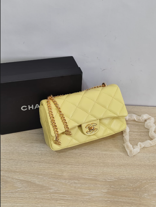 Chanel Small Classic Flap Bag in Diamond Quilted Lambskin with Mini CC Chain Charms