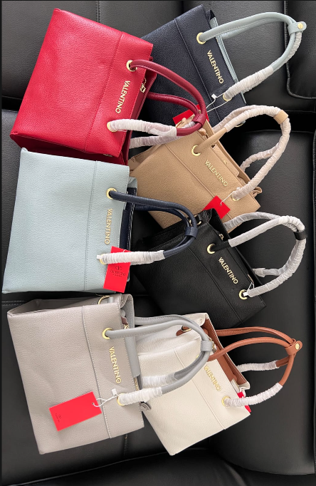 Valentino 28cm Grained Dual-Tone Top Handle Tote Bag