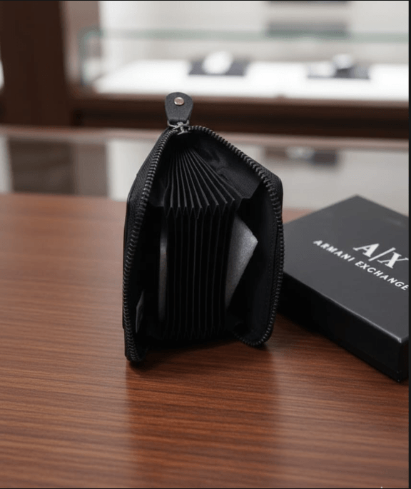 Armani Exchange Zip-Around Accordion Card Holder Wallet