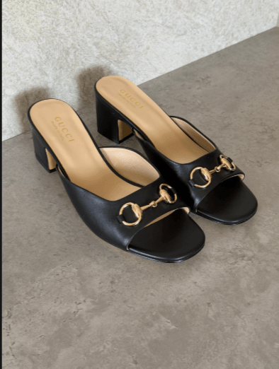 Gucci Leather Mid-Heel Sandal with Horsebit