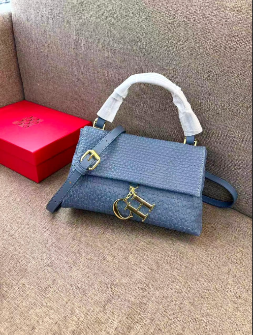 CH Carolina Herrera Embossed Leather Crossbody Satchel