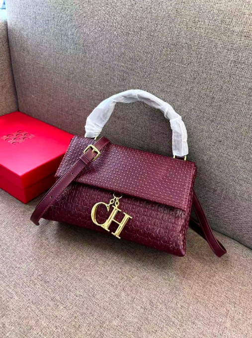 CH Carolina Herrera Embossed Leather Crossbody Satchel