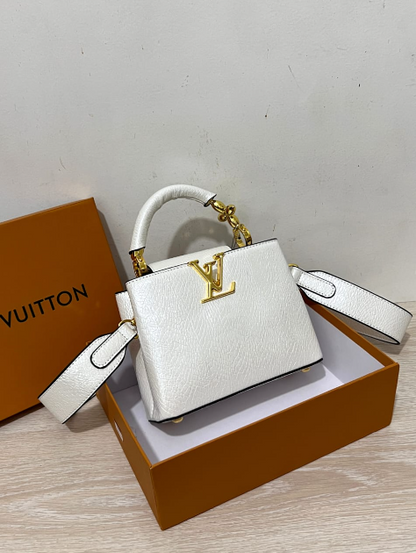 Louis Vuitton Capucines Handbag with Gold-Tone LV Clasp