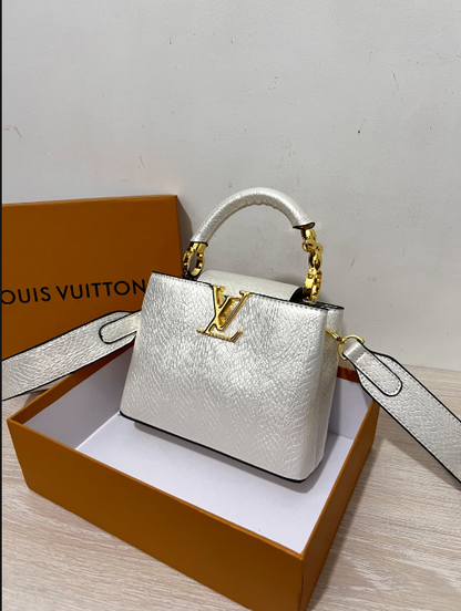 Louis Vuitton Capucines Handbag with Gold-Tone LV Clasp