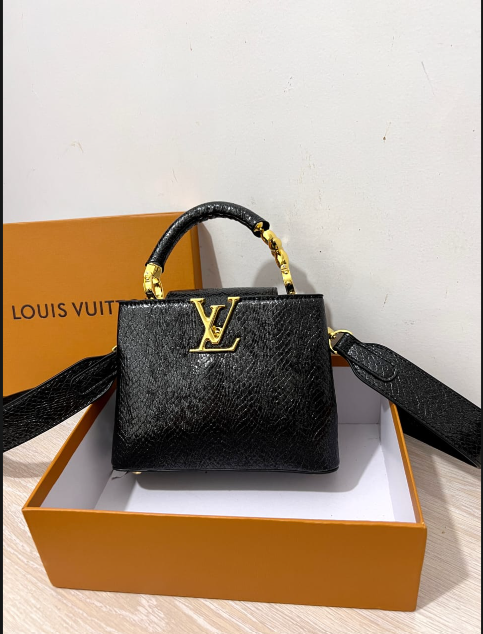 Louis Vuitton Capucines Handbag with Gold-Tone LV Clasp