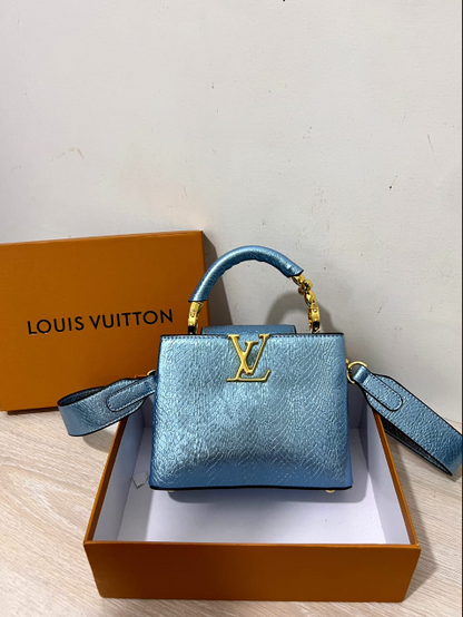 Louis Vuitton Capucines Handbag with Gold-Tone LV Clasp