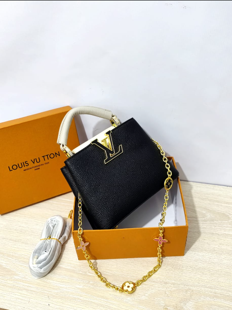 Louis Vuitton Capucines Handbag with Gold-Tone LV Clasp