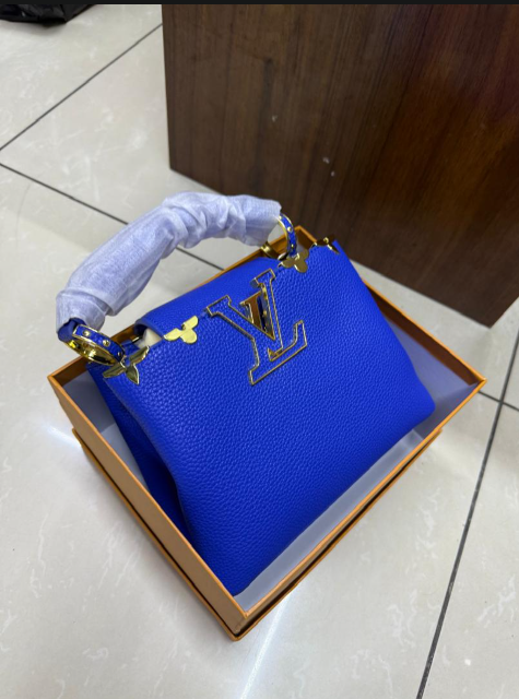 Louis Vuitton Capucines Handbag with Gold-Tone LV Clasp