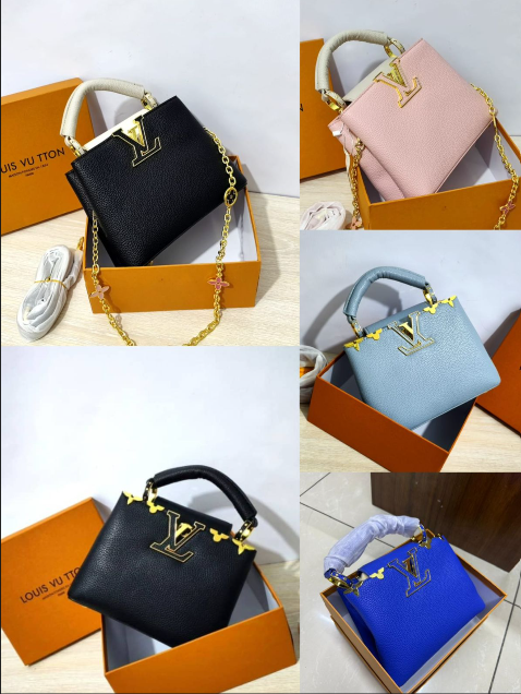 Louis Vuitton Capucines Handbag with Gold-Tone LV Clasp