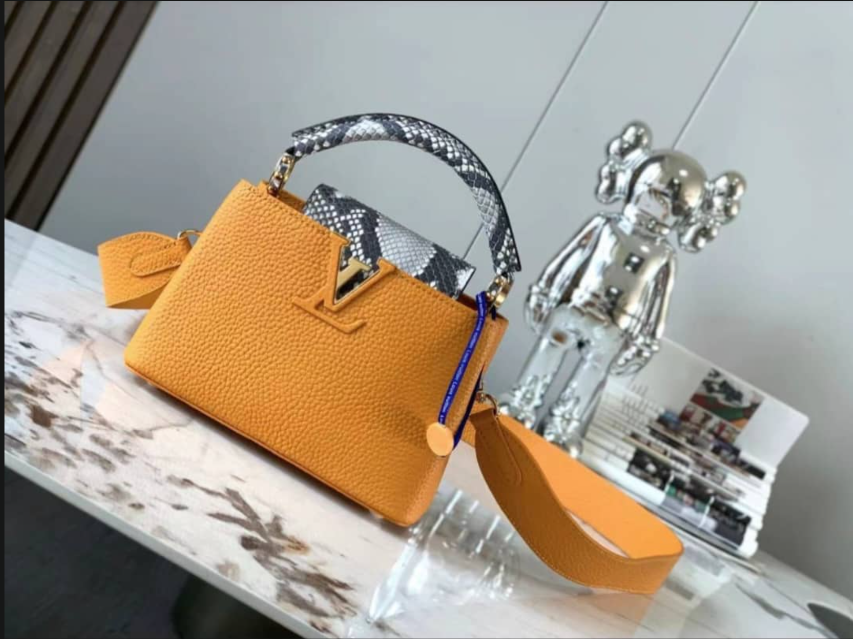 Louis Vuitton Capucines Handbag with Gold-Tone LV Clasp