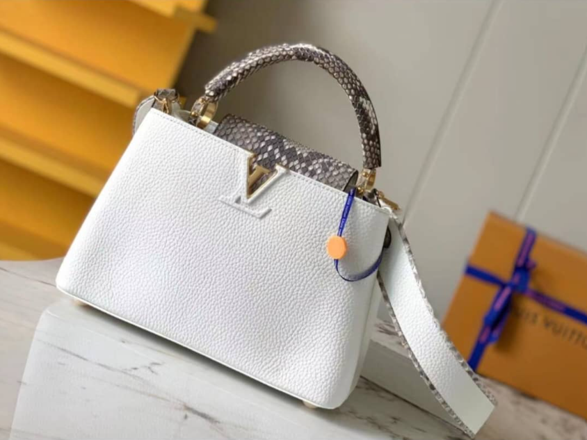 Louis Vuitton Capucines Handbag with Gold-Tone LV Clasp