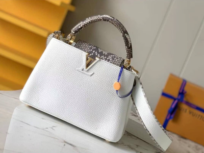Louis Vuitton Capucines Handbag with Gold-Tone LV Clasp