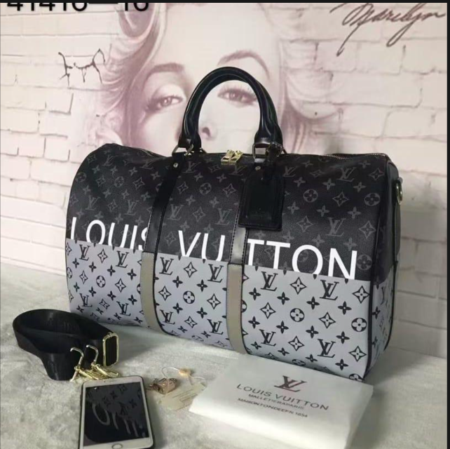 Louis Vuitton Monogram Keepall Bandoulière Custom Scrooge McDuck Graffiti Travel Bag
