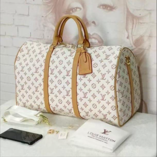 Louis Vuitton Monogram Keepall Bandoulière Custom Scrooge McDuck Graffiti Travel Bag