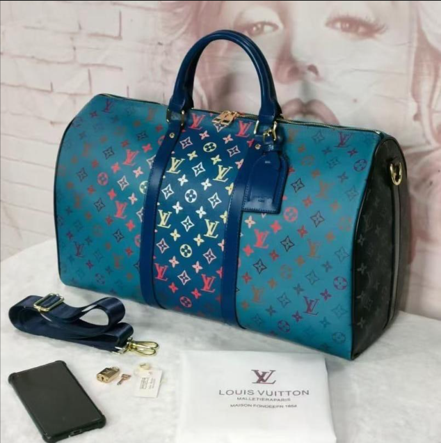 Louis Vuitton Monogram Keepall Bandoulière Custom Scrooge McDuck Graffiti Travel Bag