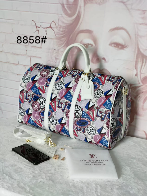 Louis Vuitton Monogram Keepall Bandoulière Custom Scrooge McDuck Graffiti Travel Bag