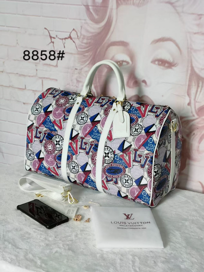 Louis Vuitton Monogram Keepall Bandoulière Custom Scrooge McDuck Graffiti Travel Bag