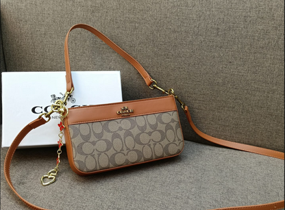 Coach Nolita Leather Shoulder Bag with Decorative Charm Chain