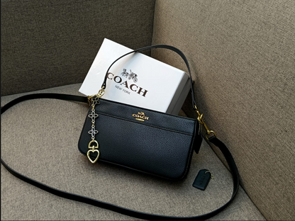 Coach Nolita Leather Shoulder Bag with Decorative Charm Chain