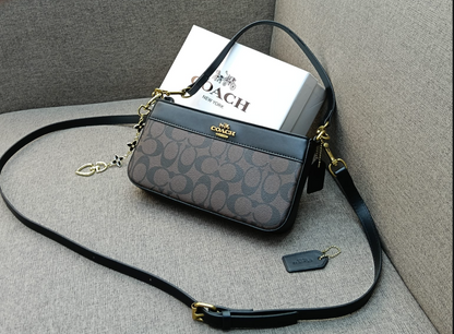 Coach Nolita Leather Shoulder Bag with Decorative Charm Chain