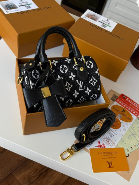 Louis Vuitton Damier Ebene Papillon BB Barrel Bag with Decorative Bow Accent