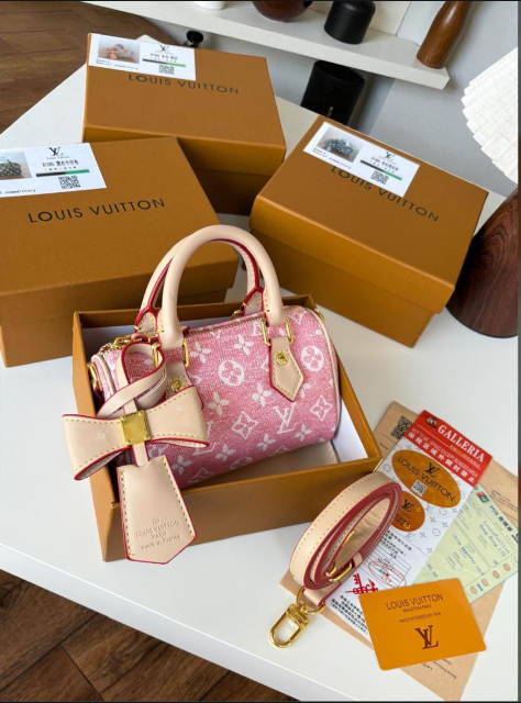 Louis Vuitton Damier Ebene Papillon BB Barrel Bag with Decorative Bow Accent