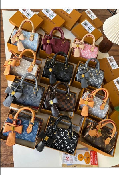Louis Vuitton Damier Ebene Papillon BB Barrel Bag with Decorative Bow Accent
