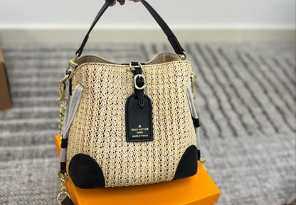 Gucci Neo Vintage GG Supreme Small Bucket Bag with Leather Trim
