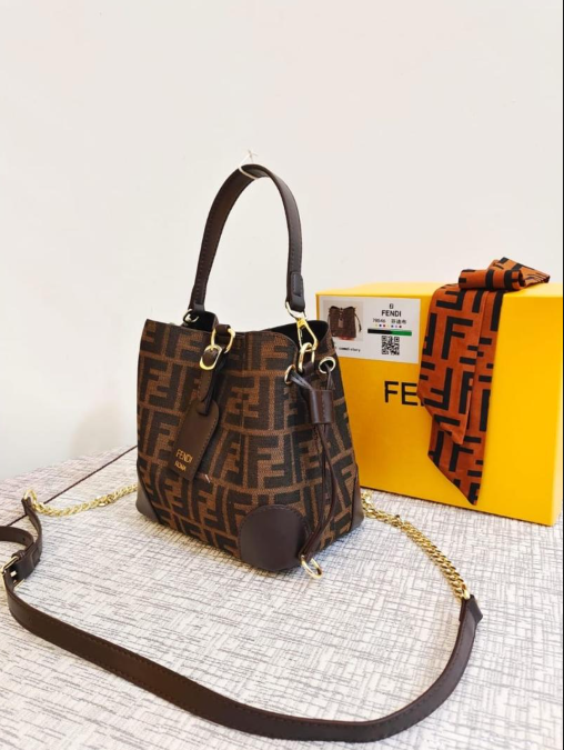 Gucci Neo Vintage GG Supreme Small Bucket Bag with Leather Trim