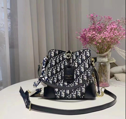 Gucci Neo Vintage GG Supreme Small Bucket Bag with Leather Trim