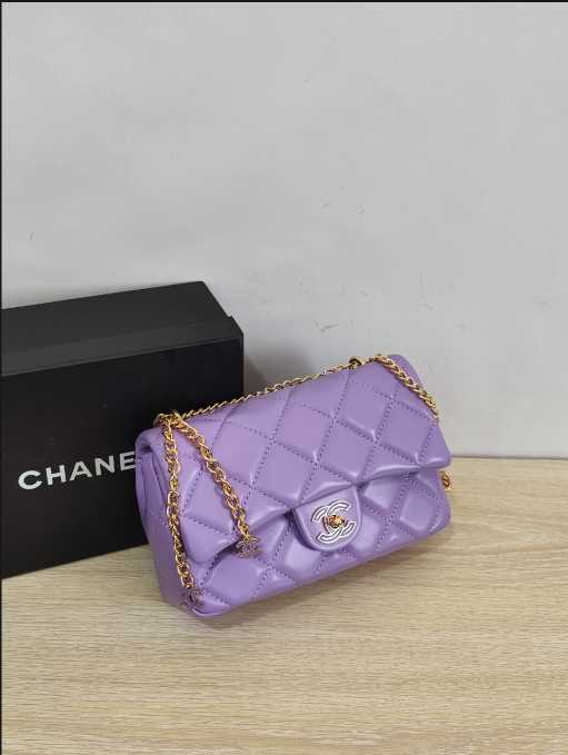 Chanel Small Classic Flap Bag in Diamond Quilted Lambskin with Mini CC Chain Charms