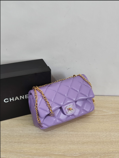 Chanel Small Classic Flap Bag in Diamond Quilted Lambskin with Mini CC Chain Charms
