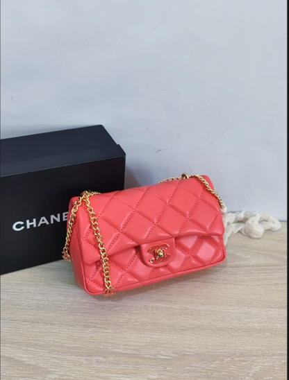 Chanel Small Classic Flap Bag in Diamond Quilted Lambskin with Mini CC Chain Charms