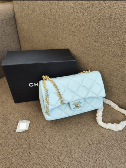 Chanel Small Classic Flap Bag in Diamond Quilted Lambskin with Mini CC Chain Charms