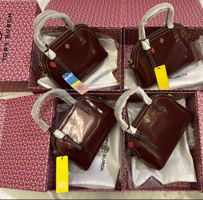 Tory Burch Robinson Spazzolato Patent Micro Dome Satchel Bag