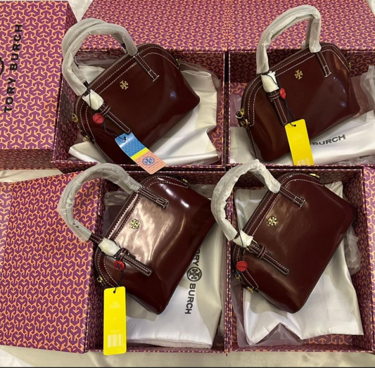 Tory Burch Robinson Spazzolato Patent Micro Dome Satchel Bag
