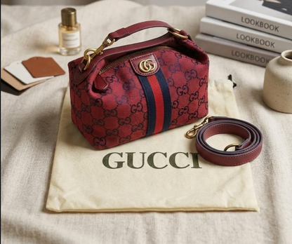 Gucci Ophidia GG Denim Mini Top Handle Duffle Bag