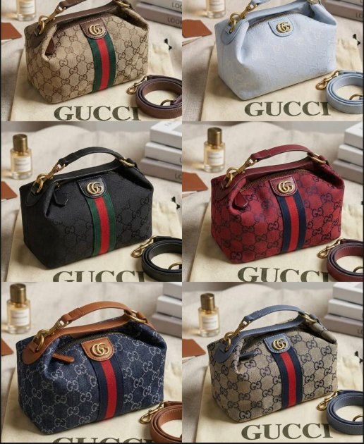 Gucci Ophidia GG Denim Mini Top Handle Duffle Bag