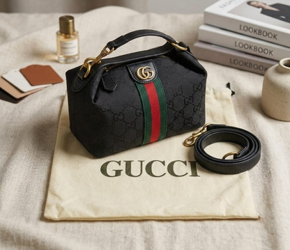 Gucci Ophidia GG Denim Mini Top Handle Duffle Bag