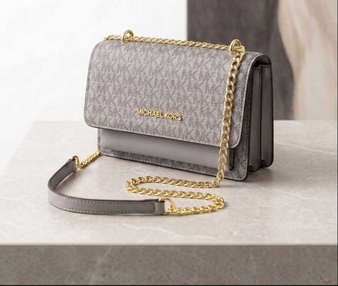 Michael Kors Jet Set Signature Monogram Chain Crossbody Bag