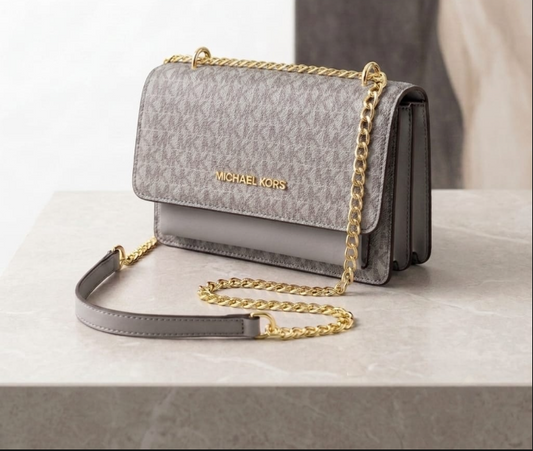Michael Kors Jet Set Signature Monogram Chain Crossbody Bag