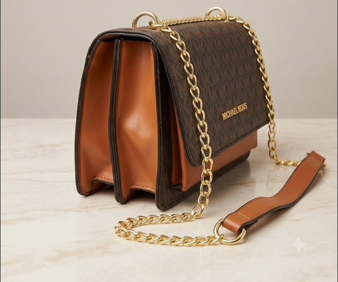 Michael Kors Jet Set Signature Monogram Chain Crossbody Bag