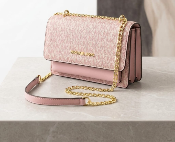 Michael Kors Jet Set Signature Monogram Chain Crossbody Bag