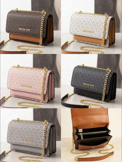 Michael Kors Jet Set Signature Monogram Chain Crossbody Bag