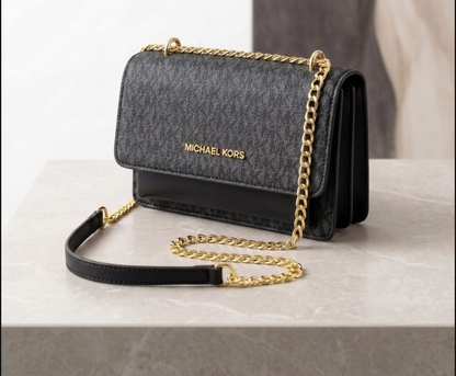 Michael Kors Jet Set Signature Monogram Chain Crossbody Bag