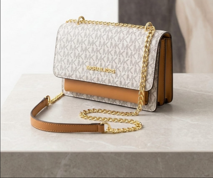 Michael Kors Jet Set Signature Monogram Chain Crossbody Bag