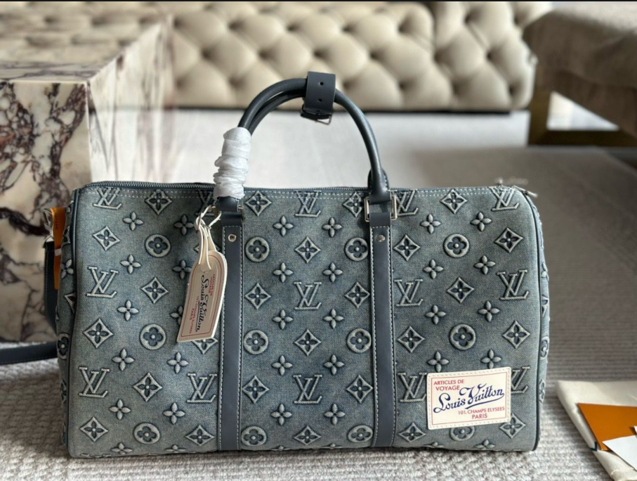Louis Vuitton Monogram Denim Keepall Bandoulière 45 Travel Duffle