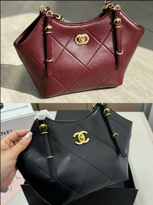 Chanel 22 Large Diamond Quilted Shiny Calfskin Shopping Tote