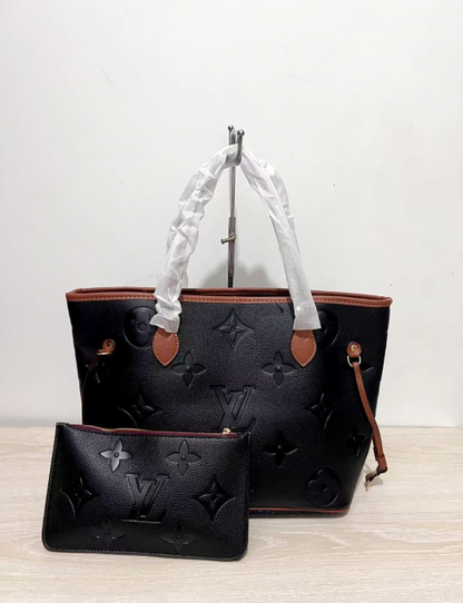 Louis Vuitton Neverfull Empreinte Monogram Tote Bag with Pouch