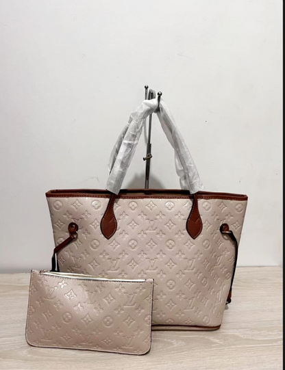Louis Vuitton Neverfull Empreinte Monogram Tote Bag with Pouch